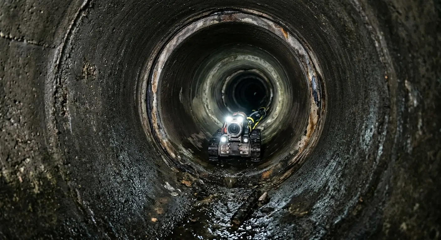 Robotic sewer camera inspecting pipe interior for Drain Snake Service in Novi